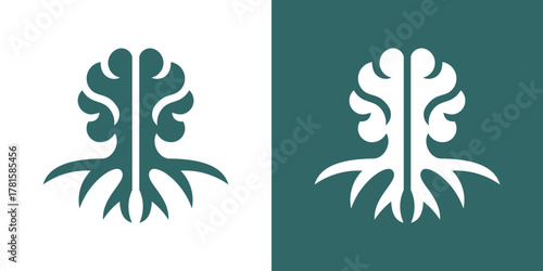 Brain Tree Growth Logo — A dual-meaning design combining a brain and tree, symbolizing knowledge, growth, and creativity