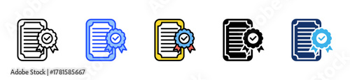 Certificate Icon Collection With Multiple Styles
