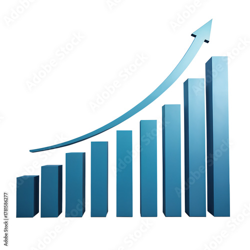 Business graph growth with arrow represents upward success and finance strategy