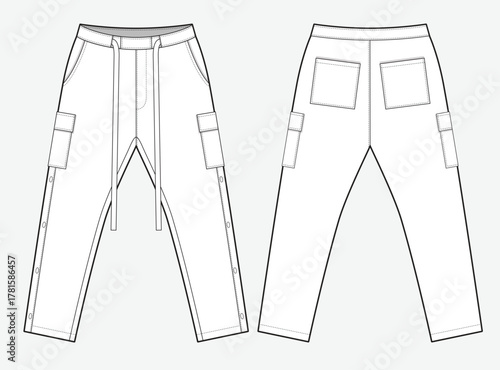 Sweatpants mockup template vector design technical illustration.