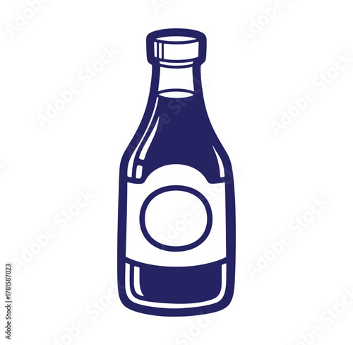 Simple vector illustration of a classic bottle design for condiments or sauces
