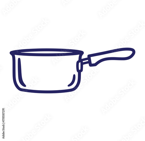 Simple vector illustration of a small cooking saucepan with a handle for culinary concepts.