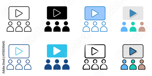 online education icon set multiple style collection 
