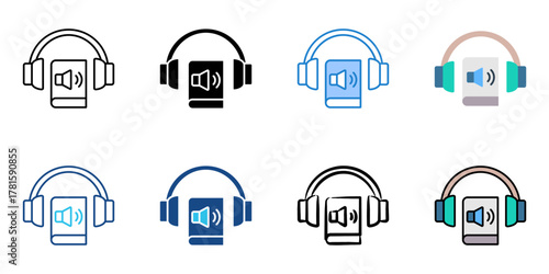 audio book icon set multiple style collection 
