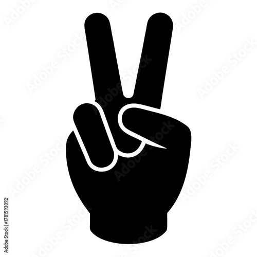 Hand showing peace or victory gesture, a clear graphic icon