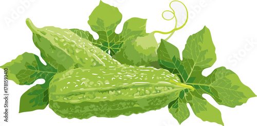 Vector bitter melon encouraging young learners to explore gardening, sustainability, and respectful care for plants.
