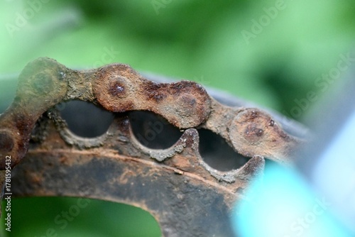 close up of a bicycle chain 