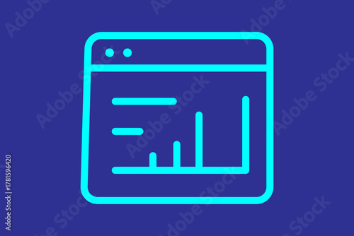 The image is a minimalist, neon-blue line-art icon set against a solid, dark blue or indigo background.