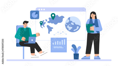 Business People Adopting Digital Transformation Flat Vector Illustration