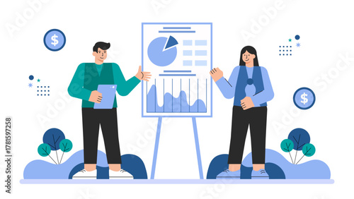 Flat Design Business Networking Event Flat Vector Illustration