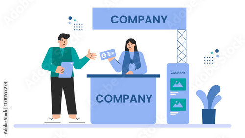 Business Exhibition and Trade Fair Concept Flat Vector Illustration
