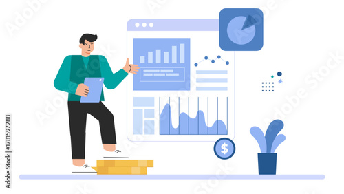 Flat Design Market Research and Consumer Survey Flat Vector Illustration