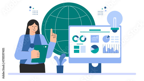 Flat Design Business Sustainability Reportin Flat Vector Illustration