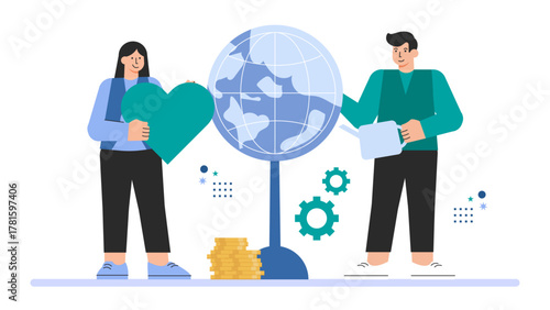 Corporate Green Energy Investment Concept Flat Vector Illustration