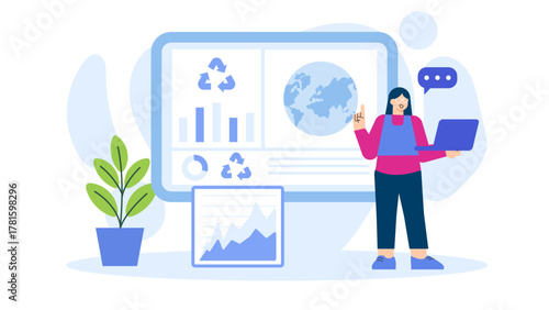 Flat Design Business Sustainability Reportin Flat Vector Illustration