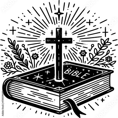 Silhouette of a Christian Cross Vector Illustration