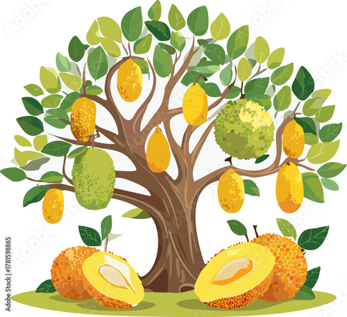 The Importance of Biodiversity: Illustration Highlighting the Unique Appearance and Texture of the Artocarpus Fruit, Encouraging Appreciation for Diverse Global Food Sources and Plant Life.