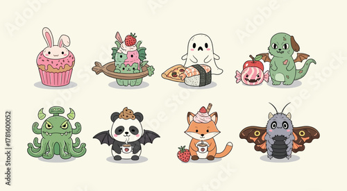 Cute Kawaii Monsters and Characters Collection.