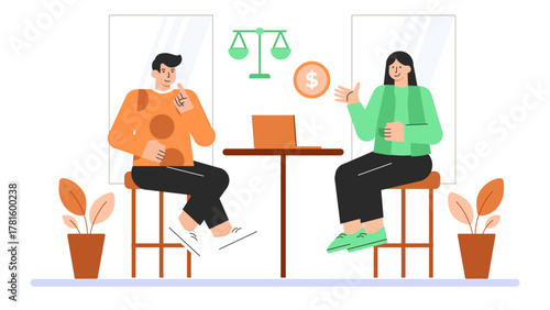 Business People Consulting with Lawyer Flat Vector Illustration