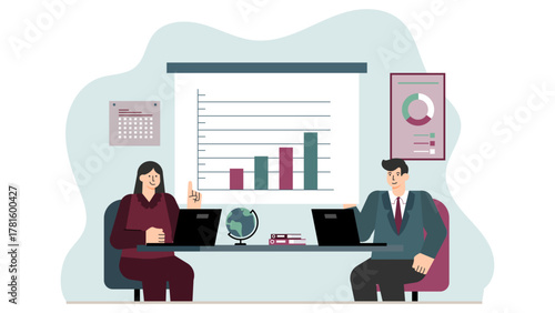 Corporate Training Session with Mentor Flat Vector Illustration