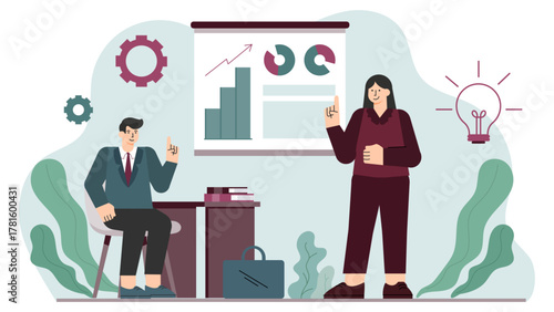 Flat Design Business Coaching and Consulting Flat Vector Illustration