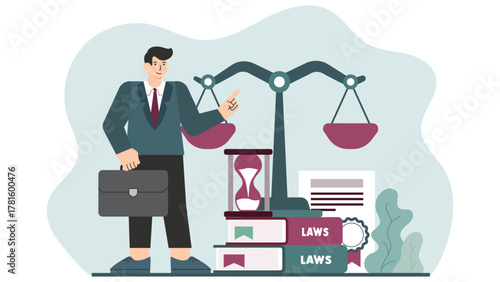 Business People Consulting with Lawyer Flat Vector Illustration
