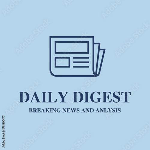 Daily Digest Breaking News and Analysis Logo Featuring a Minimalist Newspaper Outline Icon, Perfect for Media Outlets, Journalism, Reporting, and Digital Information Platforms Branding