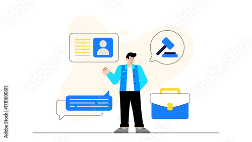 Business People Consulting with Lawyer Flat Vector Illustration