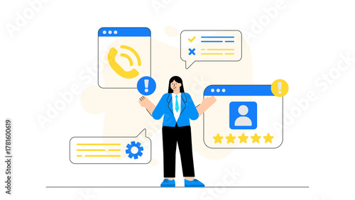 Business Customer Support Live Chat Concept Flat Vector Illustration