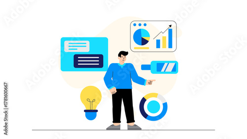 Business People Using Augmented Reality Tools Flat Vector Illustration
