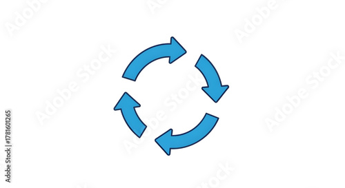 Free Download Recycling symbol with circular blue arrows on white background - GFXLoad