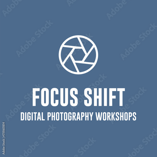Modern Logo Design of Focus Shift Camera Shutter Aperture for Digital Photography Workshops and Creative Services Business or Company Branding Identity Concept Vector Illustration Minimalist Style.