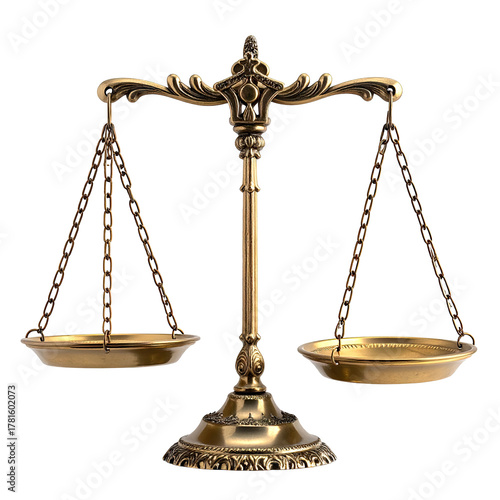 Ornate gold scales with two pans on black background