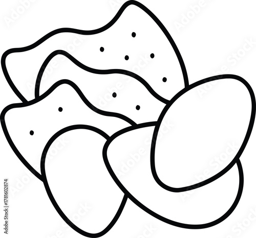 Chips and Crisps Line Art Transparent Background