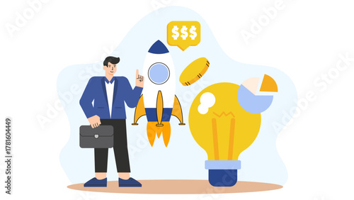 Crowdfunding for Startup Business Flat Vector Illustration