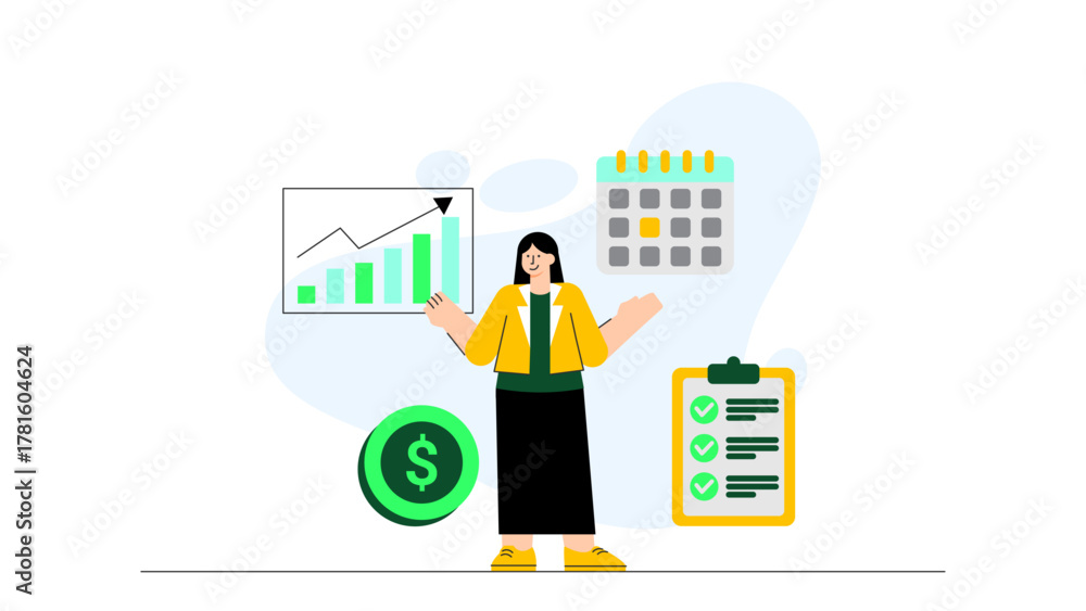 Fototapeta premium Business People Discussing Retirement Planning Flat Vector Illustration