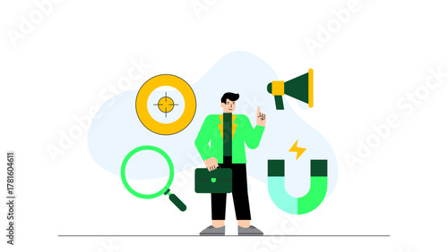 Customer Acquisition Strategy Flat Vector Illustration