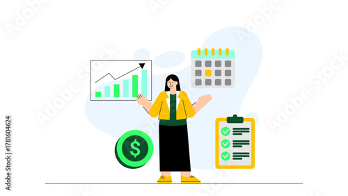 Business People Discussing Retirement Planning Flat Vector Illustration