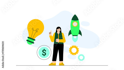 Crowdfunding for Startup Business Flat Vector Illustration