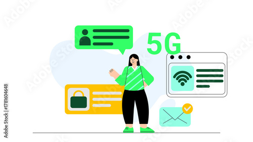 Flat Design Business Using 5G Technology Flat Vector Illustration