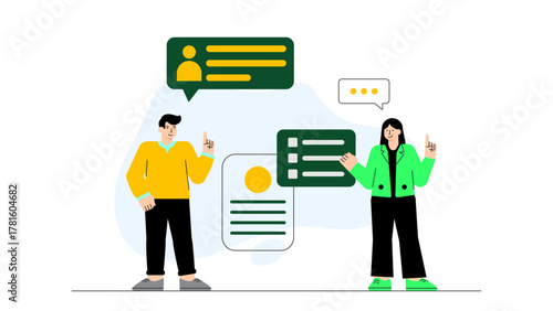 Business Internship Interview Concept Flat Vector Illustration