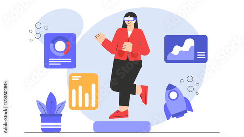 Business People Exploring Metaverse Opportunities Flat Vector Illustration