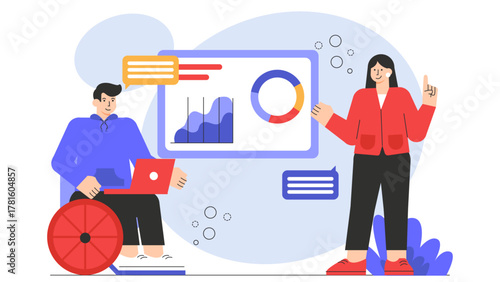 Flat Design Diversity and Equality in Workplace Flat Vector Illustration