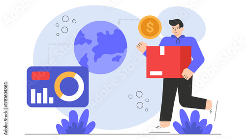 Global Supply Chain Management Flat Vector Illustration