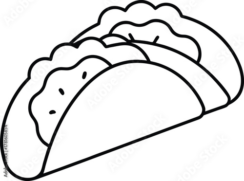Mexican Tacos and Burritos Line Art Transparent Background