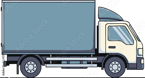 Delivery truck illustration side view cargo transportation commercial vehicle logistics concept isolated.