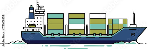 Cargo ship sailing on the sea with containers transportation concept.