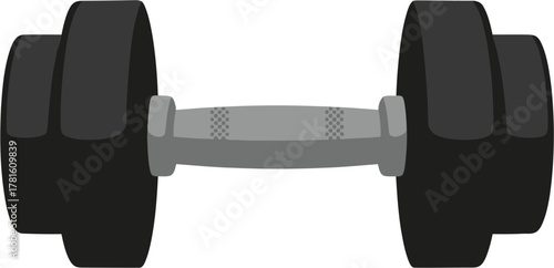 Vector illustration of a black dumbbell for fitness and weightlifting.