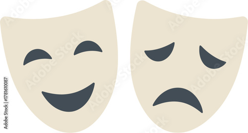 Comedy and tragedy theatrical masks representing drama and the arts.