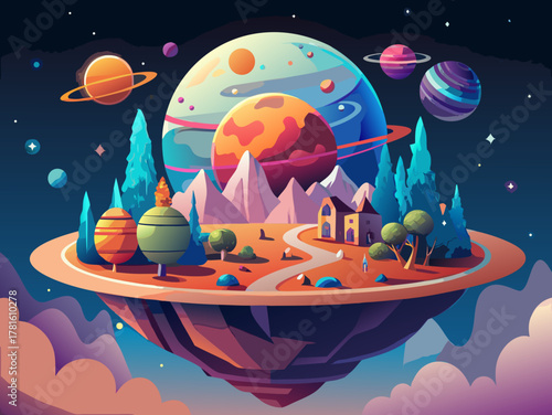 colorful cartoon fantasy planet